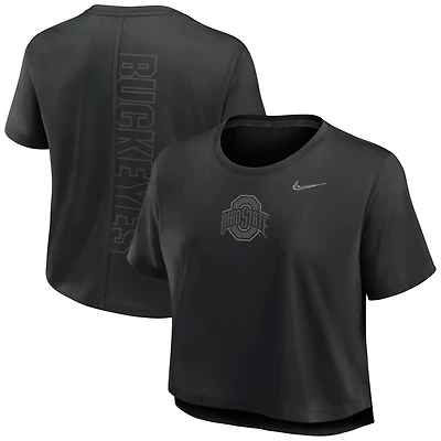 Women's Nike Black Ohio State Buckeyes Dri-FIT Cropped T-Shirt