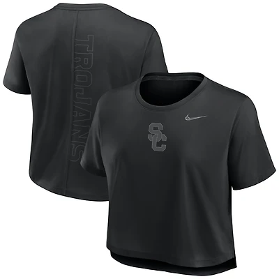 Women's Nike Black USC Trojans Performance Cropped T-Shirt