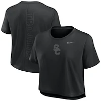 Women's Nike Black USC Trojans Performance Cropped T-Shirt