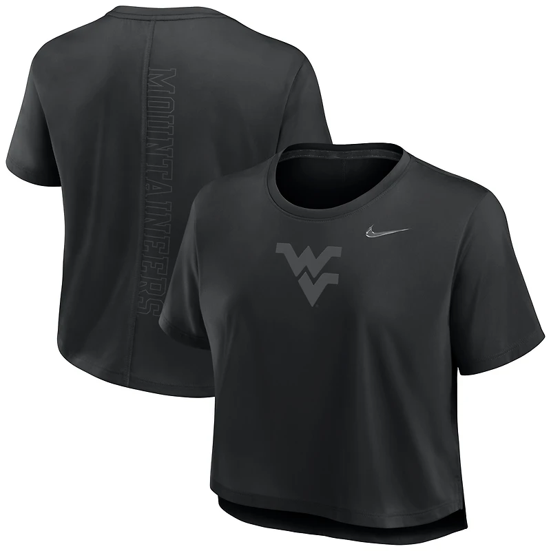 Women's Nike Black West Virginia Mountaineers Performance Cropped T-Shirt