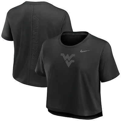 Women's Nike Black West Virginia Mountaineers Performance Cropped T-Shirt