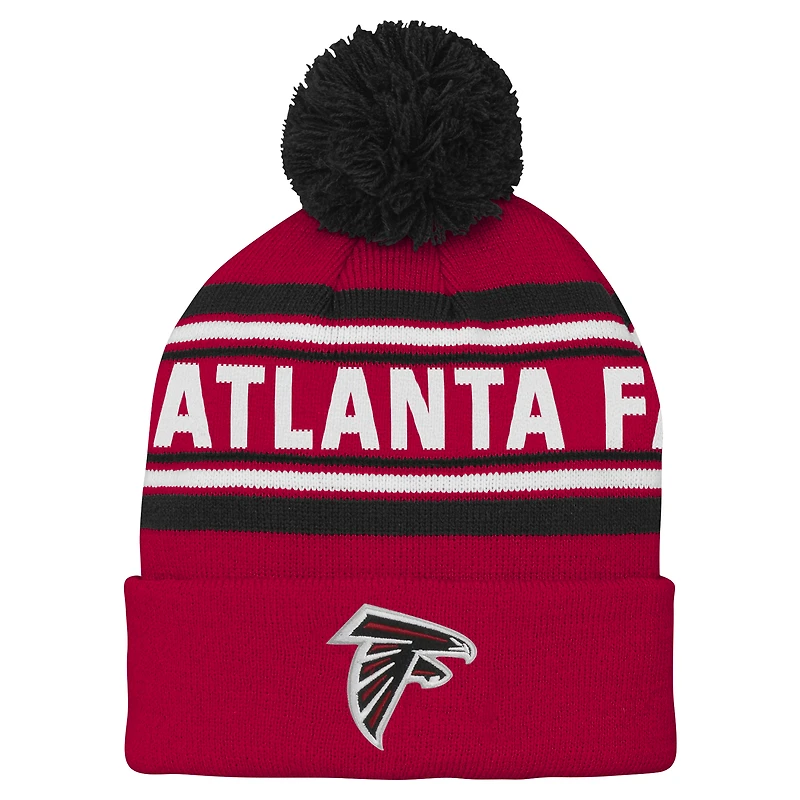 Youth Red Atlanta Falcons Jacquard Cuffed Knit Hat with Pom