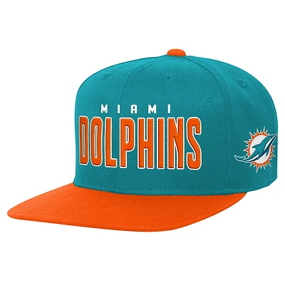 Preschool Aqua/Orange Miami Dolphins Lock Up Snapback Hat
