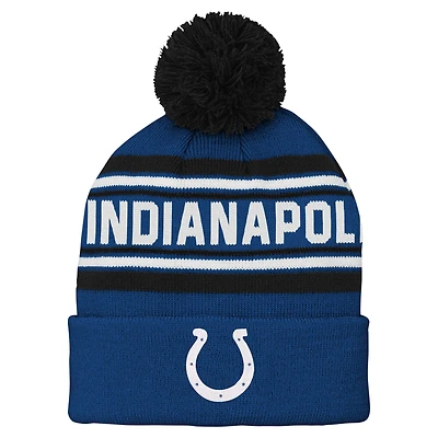 Preschool Royal Indianapolis Colts Jacquard Cuffed Knit Hat with Pom