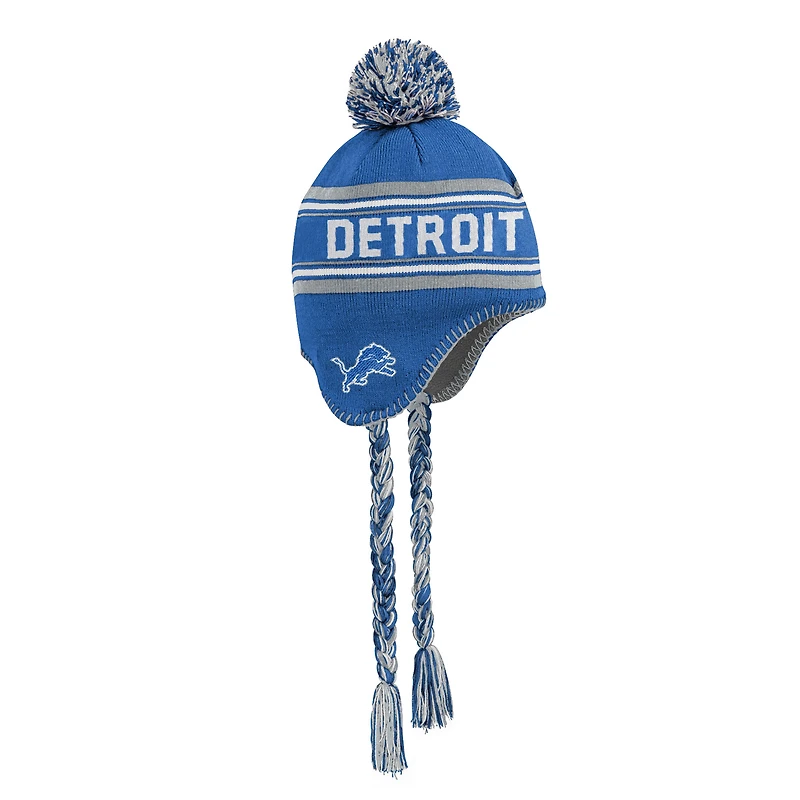 Preschool Blue Detroit Lions Jacquard Tassel Knit Hat with Pom