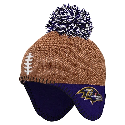 Infant Brown Baltimore Ravens Football Head Knit Hat with Pom