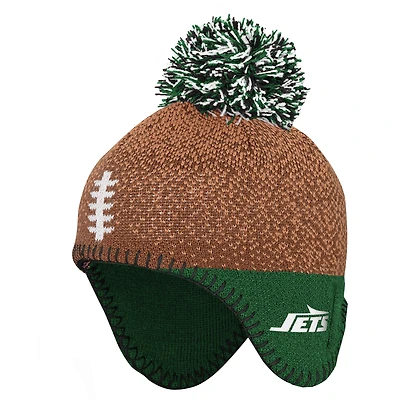 Infant Brown New York Jets Football Head Knit Hat with Pom