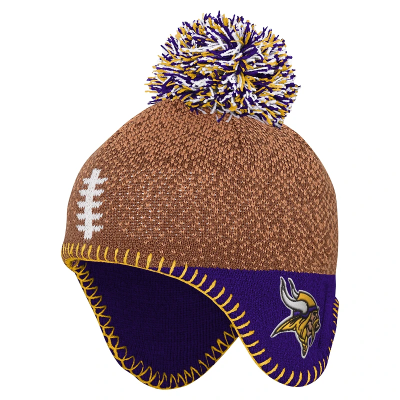Preschool Brown Minnesota Vikings Football Head Knit Hat with Pom