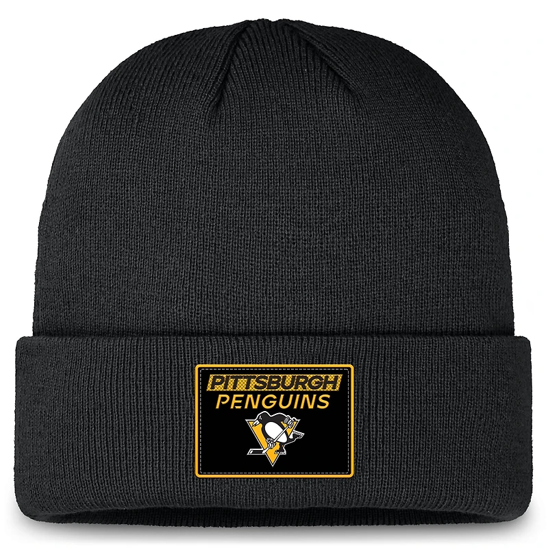 Men's Fanatics Black Pittsburgh Penguins Authentic Pro Cuffed Knit Hat