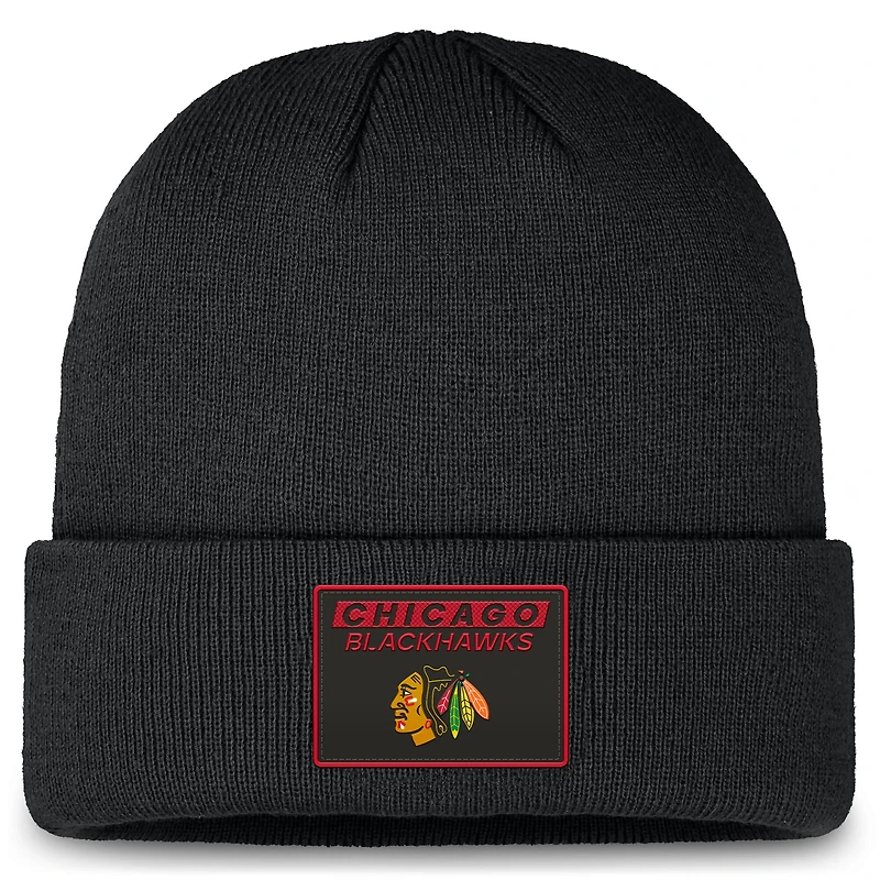 Men's Fanatics Black Chicago Blackhawks Authentic Pro Cuffed Knit Hat