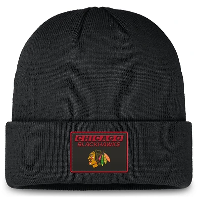 Men's Fanatics Black Chicago Blackhawks Authentic Pro Cuffed Knit Hat