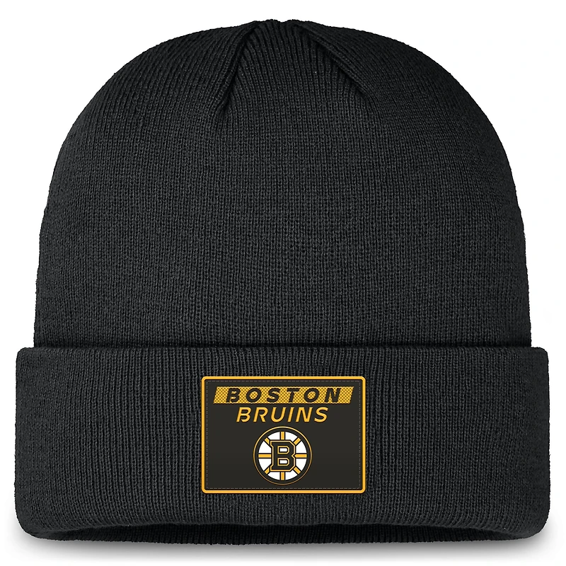 Men's Fanatics Black Boston Bruins Authentic Pro Cuffed Knit Hat