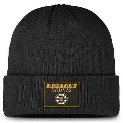 Men's Fanatics Black Boston Bruins Authentic Pro Cuffed Knit Hat