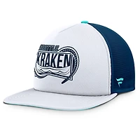 Men's Fanatics White/Deep Sea Blue Seattle Kraken Authentic Pro Hometown Rink Foam Trucker Snapback Hat