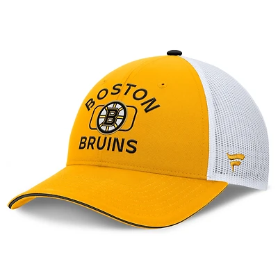 Men's Fanatics Gold/White Boston Bruins Authentic Pro Rink Trucker Hat