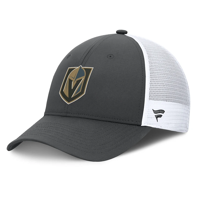 Men's Fanatics Gray/White Vegas Golden Knights Authentic Pro Simple Rink Trucker Adjustable Hat