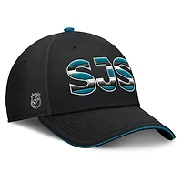 Men's Fanatics Black/Teal San Jose Sharks Authentic Pro Rink Team Code Flex Hat