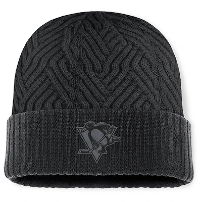 Men's Fanatics Black Pittsburgh Penguins Authentic Pro Road Cuffed Knit Hat