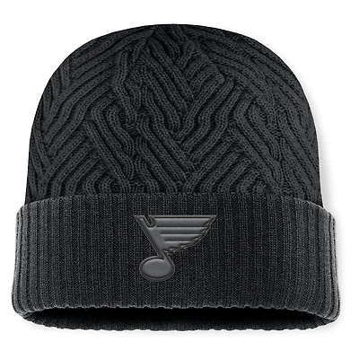 Men's Fanatics Black St. Louis Blues Authentic Pro Road Cuffed Knit Hat