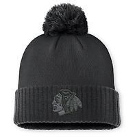 Men's Fanatics Black Chicago Blackhawks Authentic Pro Road Cuffed Knit Hat with Pom