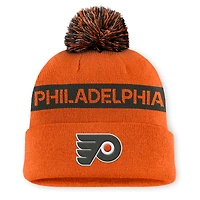 Women's Fanatics Orange/Black Philadelphia Flyers Authentic Pro Rink Cuffed Knit Hat with Pom