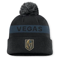 Women's Fanatics Black/ Vegas Golden Knights Authentic Pro Rink Cuffed Knit Hat with Pom