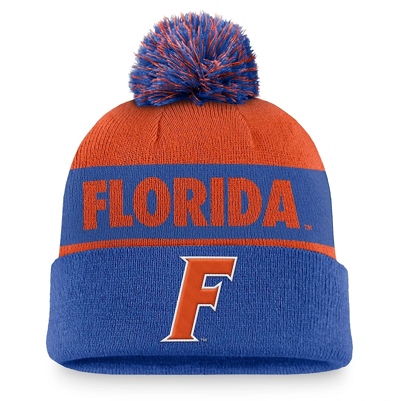 Men's Jordan Brand Orange/Royal Florida Gators Primetime Peak Cuffed Knit Hat with Pom
