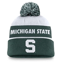 Men's Nike White/Green Michigan State Spartans Primetime Peak Cuffed Knit Hat with Pom