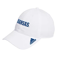 Men's adidas White Kansas Jayhawks Locker Room Wordmark Slouch Adjustable Hat