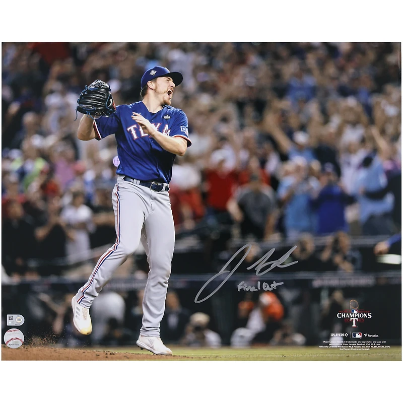 Josh Sborz Texas Rangers Autographed 2023 World Series Champions 16" x 20" Final Out Photograph with "Final Out" Inscription