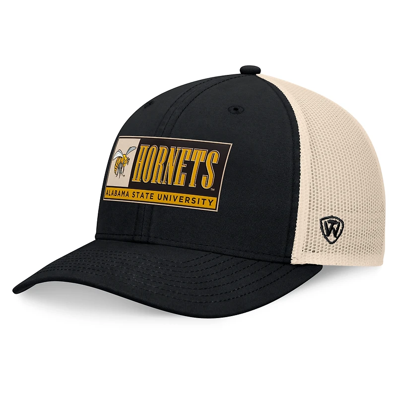 Men's Top of the World Black/Natural Alabama State Hornets Bennett Trucker Adjustable Hat