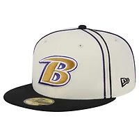 Men's New Era Cream Baltimore Ravens Soutache 59FIFTY Fitted Hat
