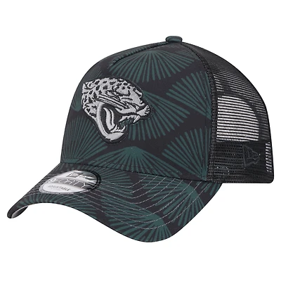 Men's New Era Black Jacksonville Jaguars Agave Trucker 9FORTY Adjustable Hat