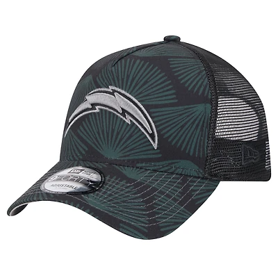 Men's New Era Black Los Angeles Chargers Agave Trucker 9FORTY Adjustable Hat