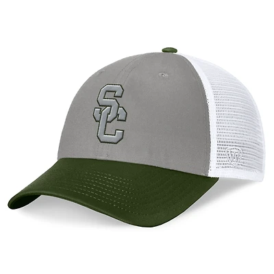 Men's Top of the World Gray/Green USC Trojans OHT Military Appreciation Badge Trucker Adjustable Hat