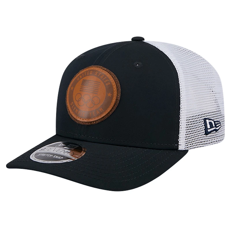 Men's New Era Navy Team USA Leather Patch 9SEVENTY Stretch Snap Adjustable Hat