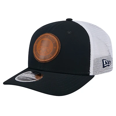 Men's New Era Navy Team USA Leather Patch 9SEVENTY Stretch Snap Adjustable Hat