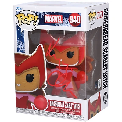 Elizabeth Olsen WandaVision Autographed Gingerbread Scarlet Witch #940 Funko Pop! Vinyl Figure - Signed in Red Ink - BAS