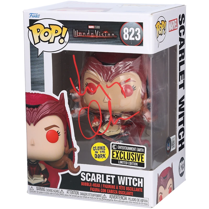 Elizabeth Olsen WandaVision Autographed Scarlet Witch #823 with Red Eyes Funko Pop! Vinyl Figure - Signed in Red Ink - BAS