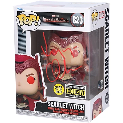 Elizabeth Olsen WandaVision Autographed Scarlet Witch #823 with Red Eyes Funko Pop! Vinyl Figure - Signed in Red Ink - BAS