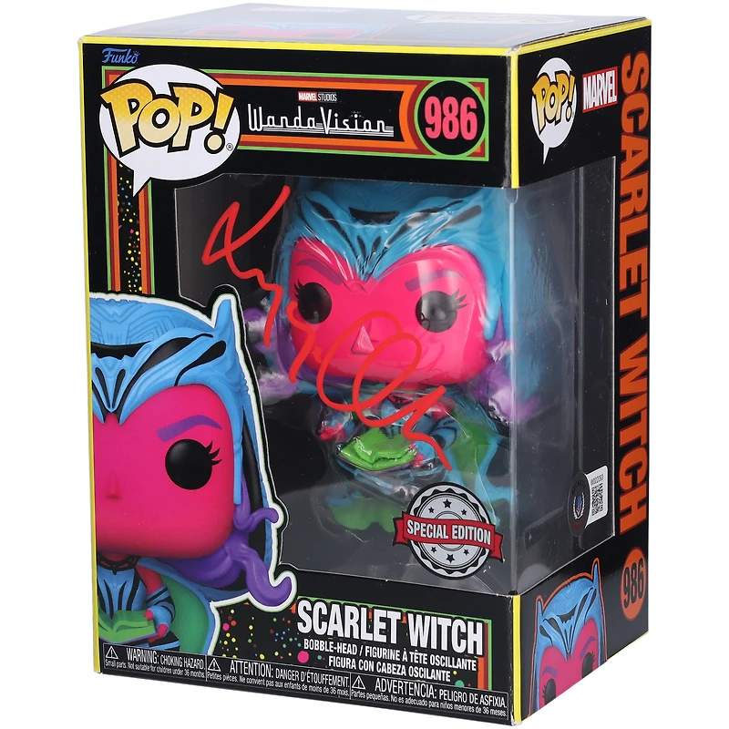 Elizabeth Olsen WandaVision Autographed Scarlet Witch #986 Funko Pop! Vinyl Figure - Signed in Red Ink - BAS
