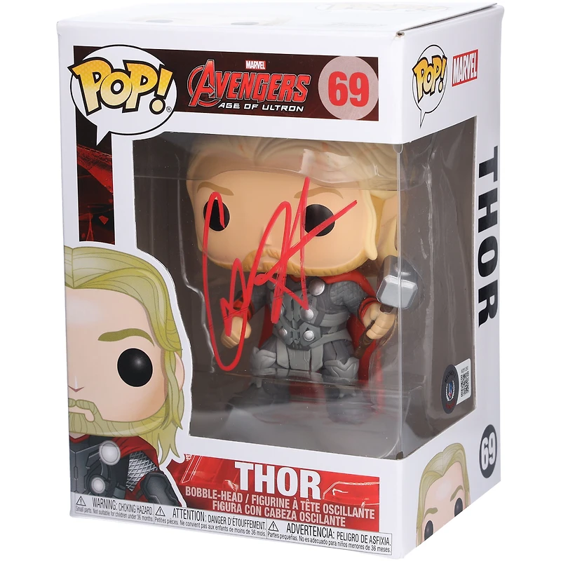 Chris Hemsworth The Avengers: Age of Ultron Autographed Thor #69 Funko Pop! Vinyl Figure - Signed in Red Ink - BAS