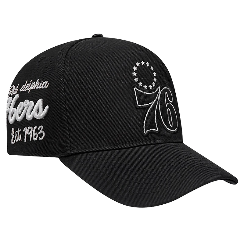 Men's Pro Standard Black Philadelphia 76ers Paint the City Pinch Front Snapback Hat