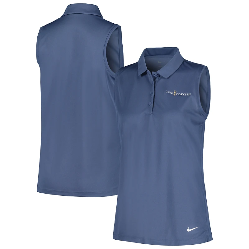 Women's Nike Blue THE PLAYERS Victory Performance Sleeveless Polo
