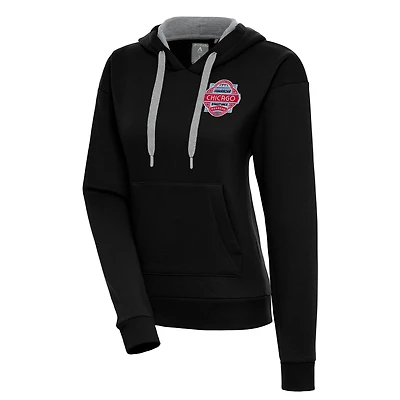 Women's Antigua  Black Chicago Street Race Victory Pullover Hoodie