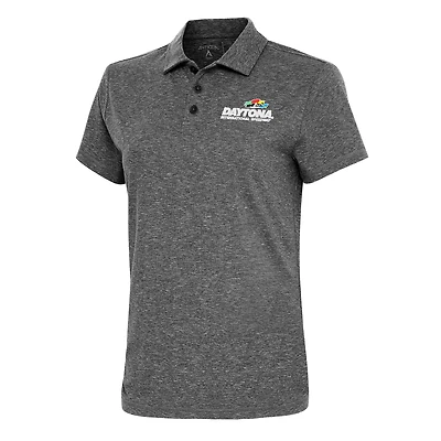 Women's Antigua  Heather Black Daytona International Speedway Motivated Polo