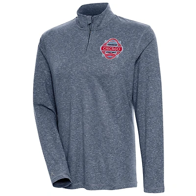 Women's Antigua  Heather Navy Chicago Street Race Confront Quarter-Zip Pullover Top