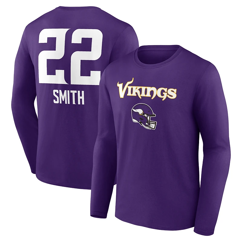 Men's Harrison Smith Purple Minnesota Vikings Team Wordmark Player Name & Number Long Sleeve T-Shirt