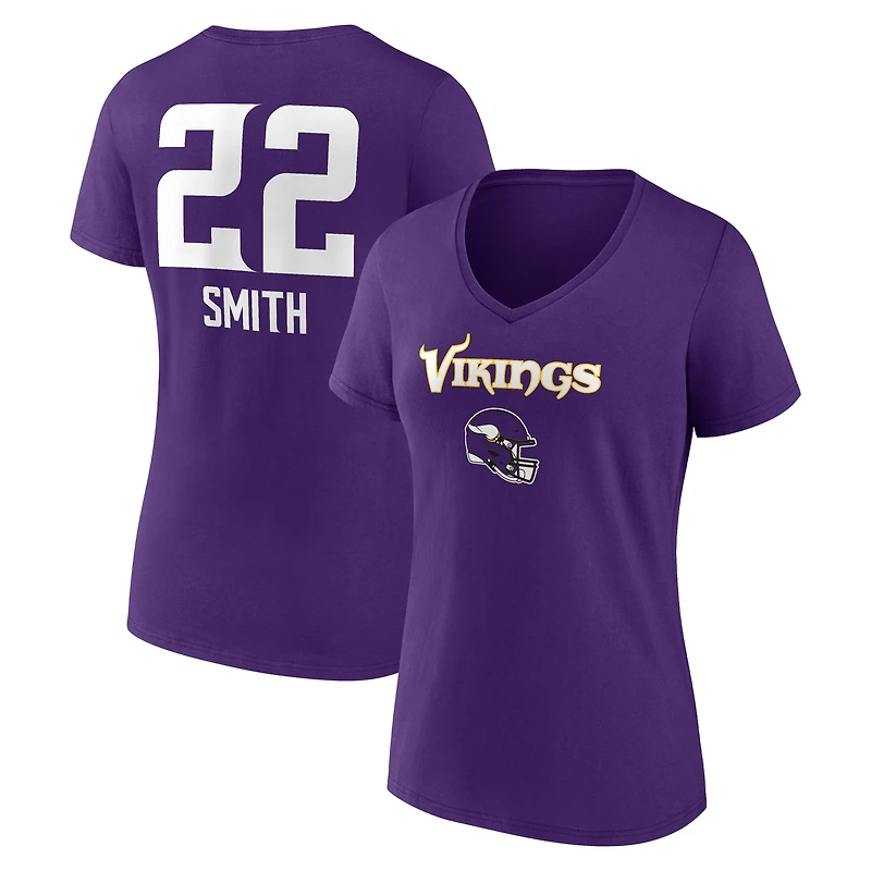 Women's Harrison Smith Purple Minnesota Vikings Team Wordmark Player Name & Number V-Neck T-Shirt