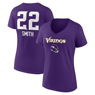 Women's Harrison Smith Purple Minnesota Vikings Team Wordmark Player Name & Number V-Neck T-Shirt